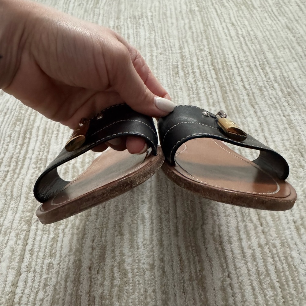 Louis Vuitton Lock It Leather Slides Mules Black size 38 - Picture 11 of 12
